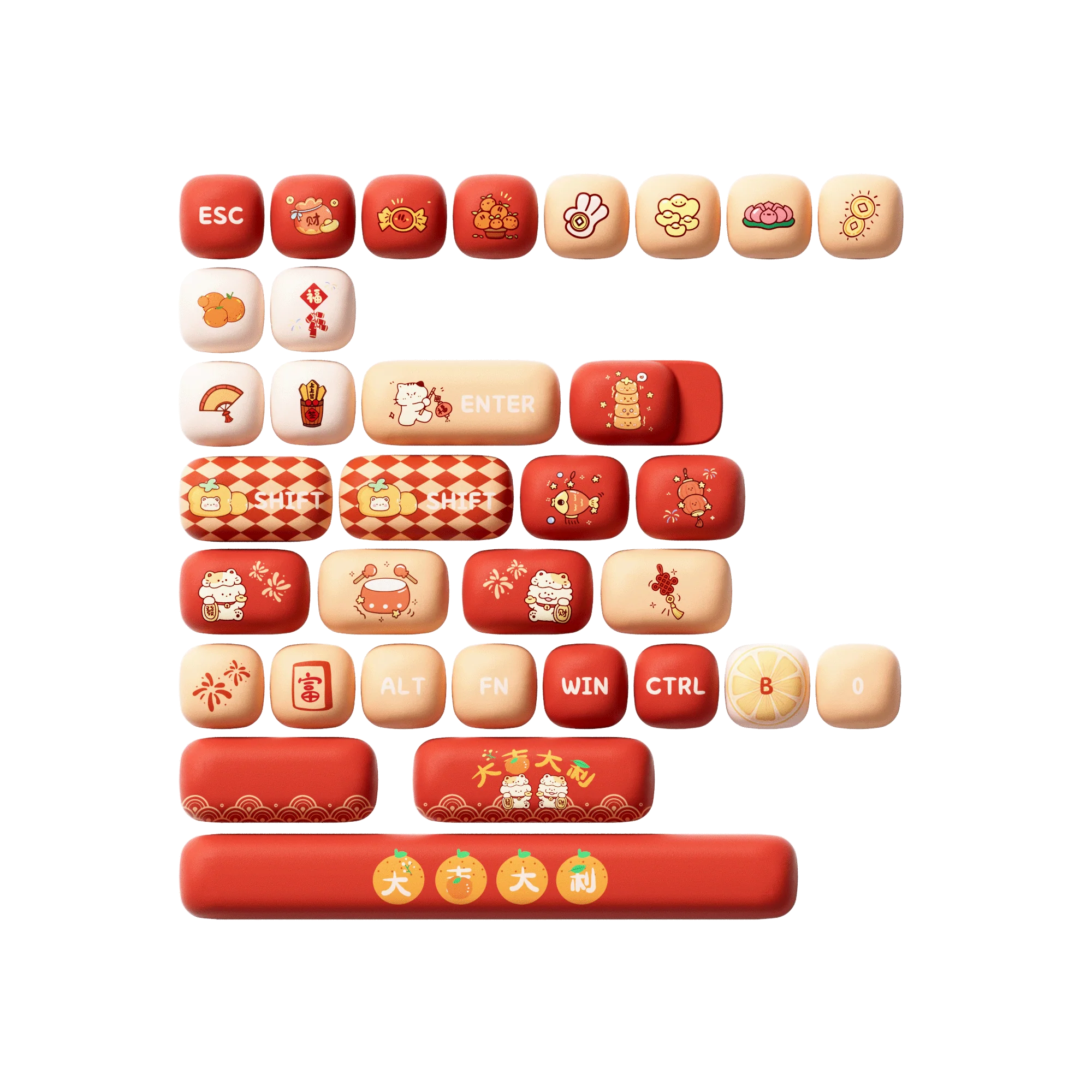 Lucky Tangerine Tastenkappen Set (137-Tasten) - Image 12